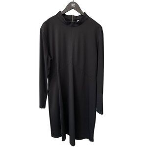 EQL By Kerrits Mod Ponte Dress Plus Size 1X Mock Neck Solid Black Minimalist NEW